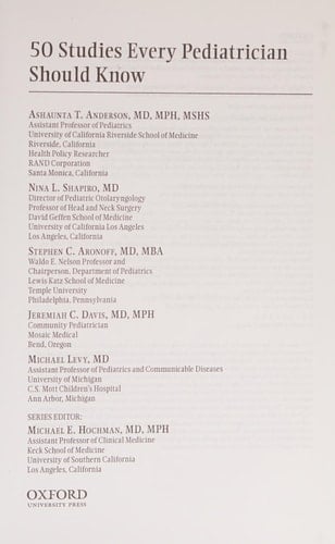 50 Studies Every Pediatrician Should Know (Fifty Studies Every Doctor Should Know)