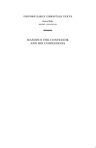 Maximus The Confessor And His Companions