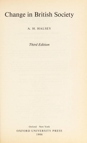 Change in British Society (O P U S)