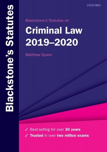 Blackstone's Statutes on Criminal Law 2019-2020