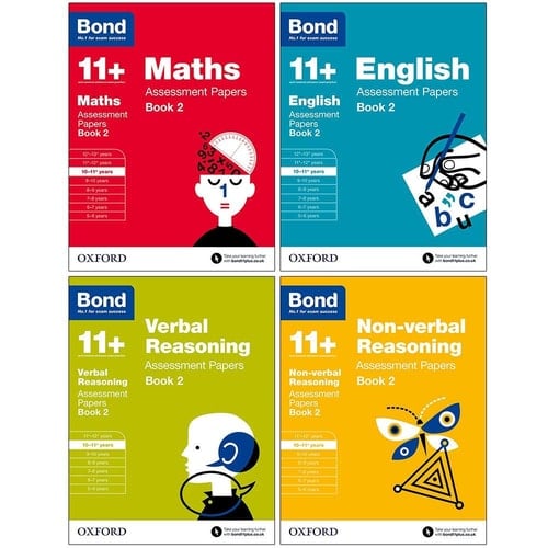 Bond 11+: Assessment Papers Book 2 ,10-11+ years Bundle: English, Maths, Non-verbal Reasoning, Verbal Reasoning