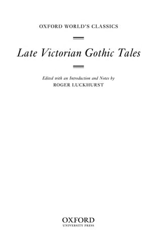 Late Victorian Gothic Tales (Oxford World's Classics)