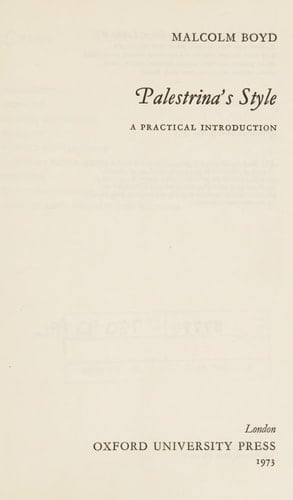 Palestrina's style;: A practical introduction