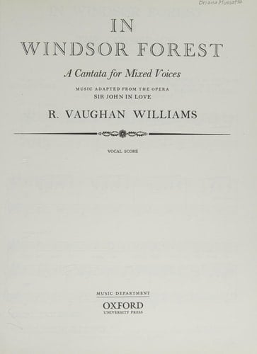 In Windsor Forest: Satb Vocal Score