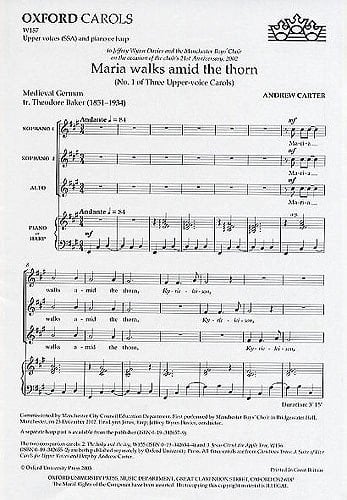 Maria Walks Amid the Thorn: No.1 of Three Upper-Voice Carols