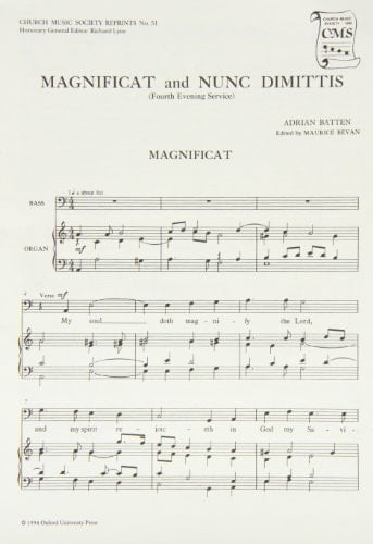 Magnificat and Nunc Dimittis from the Fourth Service (Church Music Society publications, CMSR51)