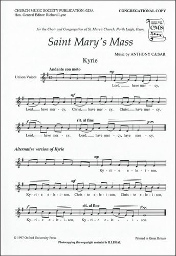 St Mary's Mass (Church Music Society publications, CMSO23A)