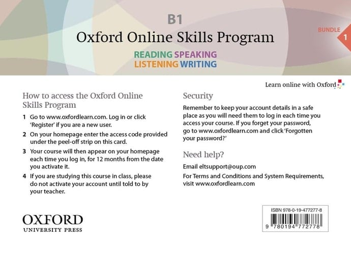 Oxford Online Skills Program: B1,: General English Bundle 1 - Card with Access Code