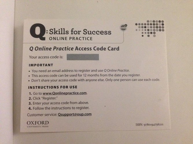 Q: Skills for Success Student Access Code Card (sold separately)