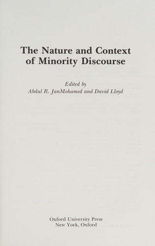 The Nature and Context of Minority Discourse