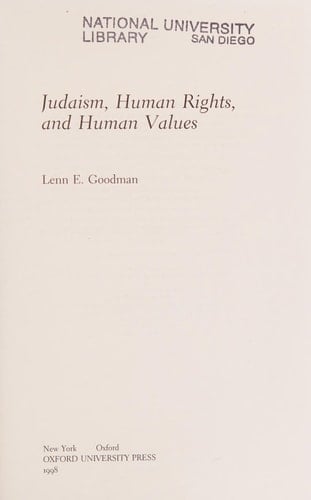 Judaism, Human Rights, and Human Values