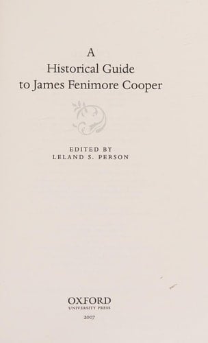 A Historical Guide to James Fenimore Cooper (Historical Guides to American Authors)