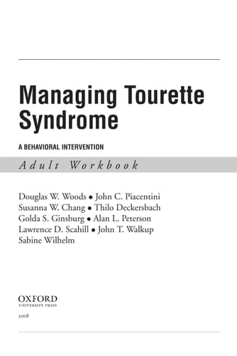 Managing Tourette Syndrome Adult Workbook: A Behaviorial Intervention