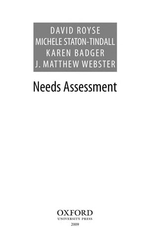 Needs Assessment (Pocket Guides to Social Work Research Methods)