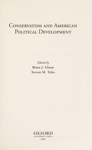 Conservatism and American Political Development