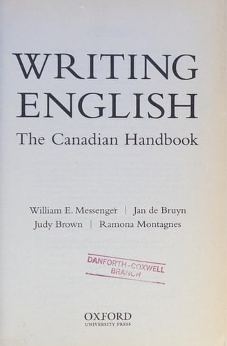 Writing English: The Canadian Handbook