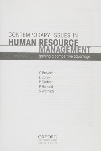Contemporary Issues in Human Resource Management: Gaining a Competitive Advantage
