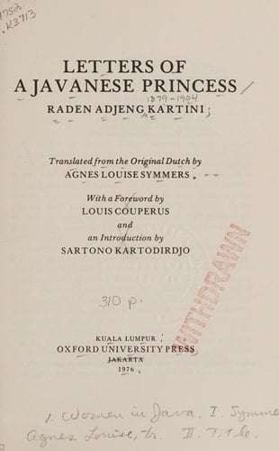 Letters of a Javanese princess (Oxford in Asia paperbacks)