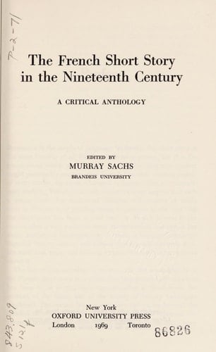 The French Short Story in the Nineteenth Century