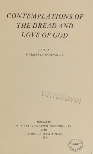 Contemplations of the Dread and Love of God (Early English Text Society Original Series)