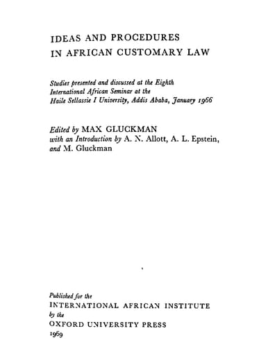 Ideas & Procedures in African Customary Law08 (International African Institute)