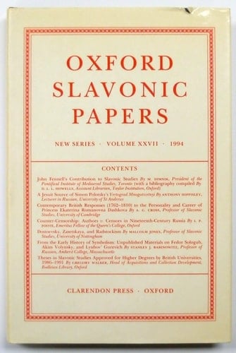Oxford Slavonic Papers, New Series: Volume XXVII (1994)