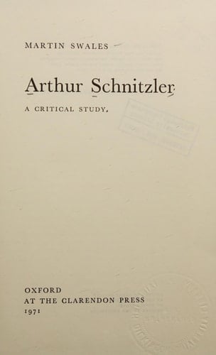 Arthur Schnitzler : A Critical Study