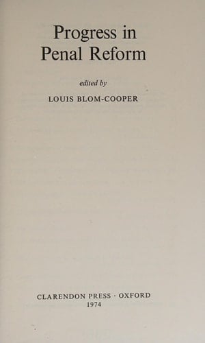 Progress in Penal Reform