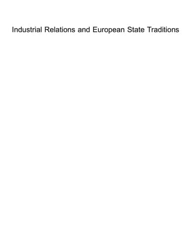 Industrial Relations and European State Traditions