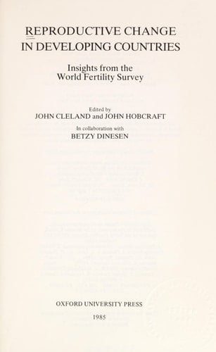 Reproductive Change in Developing Countries: Insights from the World Fertility Survey