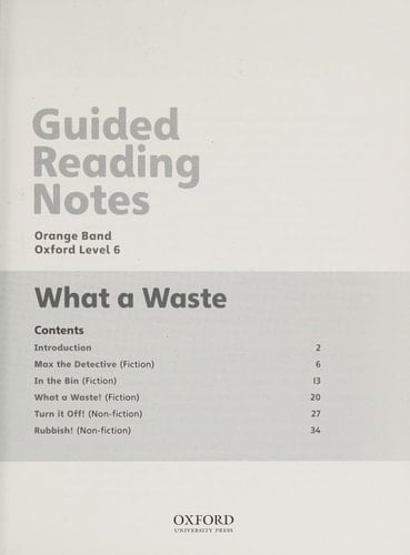 Project X Origins: Orange Book Band, Oxford Level 6: What a Waste: Guided reading notes (Project X Origins)