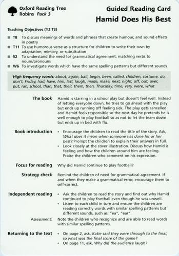 Oxford Reading Tree: Stages 6-10: Robins: Pack 3: Guided Reading Cards