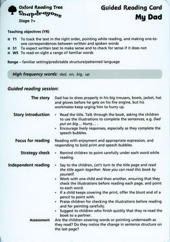 Oxford Reading Tree: Stage1+: Snapdragons: Guided Reading Cards (6 Per Pack)