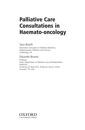Palliative Care Consultations in Haemato-oncology