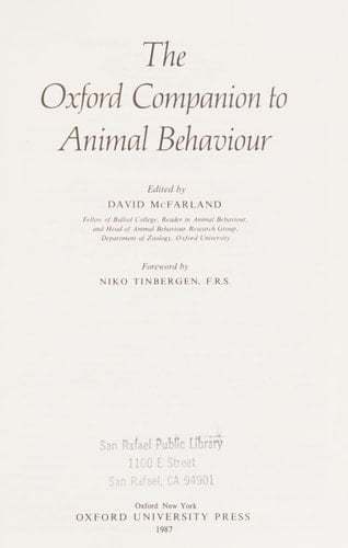 Oxford Companion to Animal Behavior