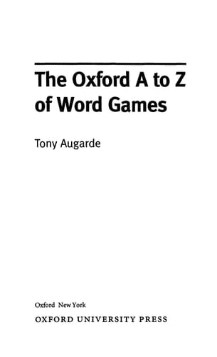 The Oxford A to Z of Word Games
