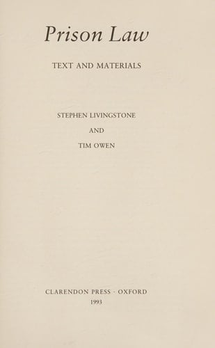 Prison Law: Text and Materials