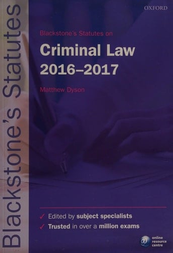 Blackstone's Statutes on Criminal Law 2016-2017