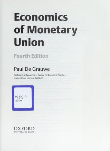 Economics of Monetary Union, 4th Edition