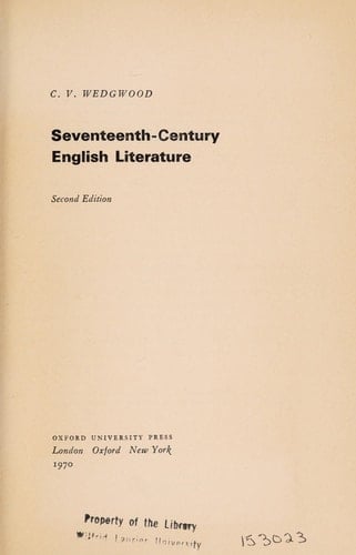Seventeenth-century English literature, (Oxford paperbacks university series)