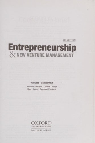 Entrepreneurship & New Venture Management
