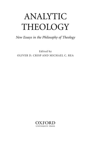 Analytic Theology: New Essays in the Philosophy of Theology