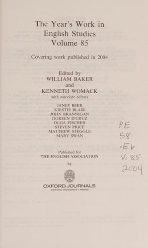 The Year's Work in English Studies Volume 85. Covering work published in 2004