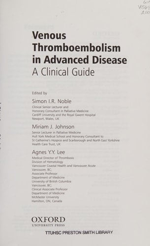 Venous Thromboembolism in Advanced Disease: A clinical guide