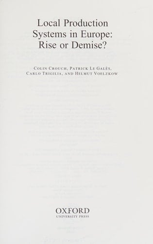 Local Production Systems in Europe: Rise or Demise?