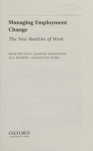 Managing Employment Change The New Realities of Work