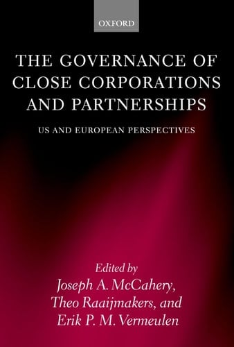 The Governance of Close Corporations and Partnerships: US and European Perspectives