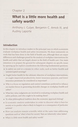 Economic Evaluation of Interventions for Occupational Health and Safety: Developing Good Practice