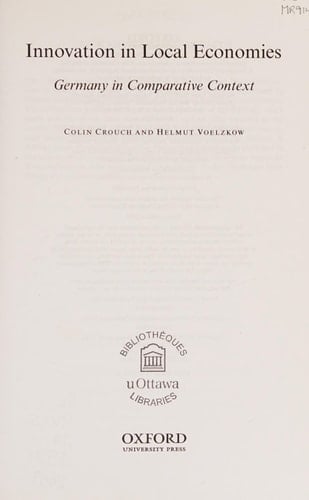 Innovation in Local Economies: Germany in Comparative Context