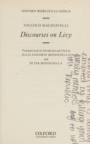 Discourses on Livy (Oxford World's Classics)